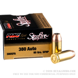 1000 Rounds of .380 ACP Ammo by PMC - 95gr JHP 1000 Rounds of .380 ACP Ammo by PMC - 95gr JHP