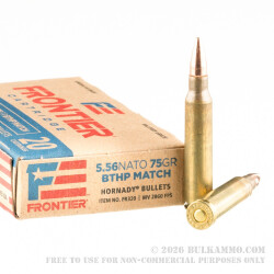 500 Rounds of 5.56x45 Ammo by Hornady Frontier - 75gr HPBT Match