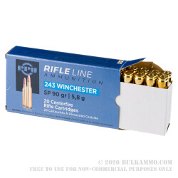 200 Rounds of .243 Win Ammo by Prvi Partizan - 90gr SP