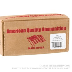 250 Rounds of .223 Ammo by American Quality Ammunition - 55gr FMJ
