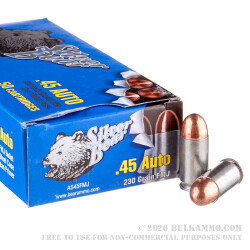 500 Rounds of .45 ACP Ammo by Silver Bear - 230gr FMJ 500 Rounds of .45 ACP Ammo by Silver Bear - 230gr FMJ