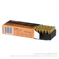 1000 Rounds of .25 ACP Ammo by PMC - 50gr FMJ