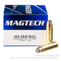 20 Rounds of .500 S&W Mag Ammo by Magtech - 325gr SJSP-Flat