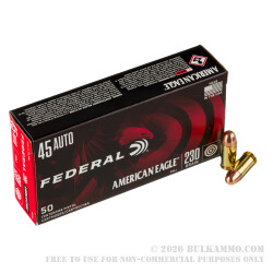 1000 Rounds of .45 ACP Ammo by Federal American Eagle - 230gr FMJ 1000 Rounds of .45 ACP Ammo by Federal American Eagle - 230gr FMJ