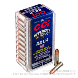 50 Rounds of .22 LR Ammo by CCI Uppercut - 32gr JHP