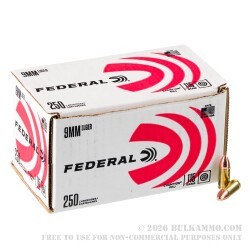 250 Rounds of 9mm Ammo by Federal Champion Training - 115gr FMJ