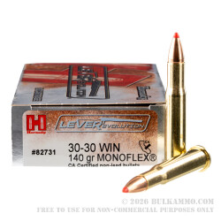 20 Rounds of 30-30 Win Ammo by Hornady - 140gr Polymer Tipped