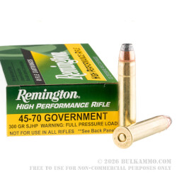 20 Rounds of .45-70 Ammo by Remington High Performance Rifle - 300 gr SJHP
