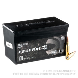 100 Rounds of .224 Valkyrie Ammo by Federal Black Pack - 75gr TMJ 100 Rounds of .224 Valkyrie Ammo by Federal Black Pack - 75gr TMJ