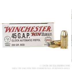 50 Rounds of .45 GAP Ammo by Winchester - 230gr BEB