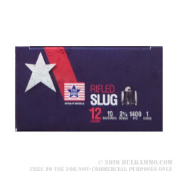 250 Rounds of 12ga Ammo by Stars & Stripes - 2-3/4" 1 oz. Rifled Slug
