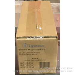 1000 Rounds of 9mm Ammo by Igman - 147gr FMJ