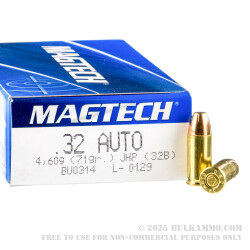 50 Rounds of .32 ACP Ammo by Magtech - 71gr JHP