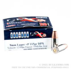 20 Rounds of 9mm +P Ammo by Corbon DPX - 115gr SCHP