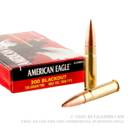 500  Rounds of .300 AAC Blackout Ammo by Federal American Eagle - 150gr FMJ