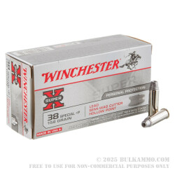 50 Rounds of .38 Spl Ammo by Winchester Super-X - +P 158gr Lead Wadcutter