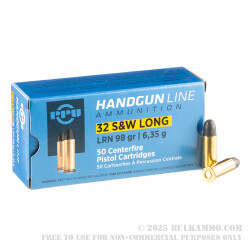 500  Rounds of .32S&W Long Ammo by Prvi Partizan - 98gr LRN