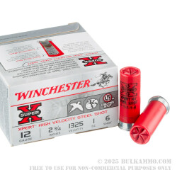 25 Rounds of 12ga Ammo by Winchester - 1 ounce #6 Shot (Steel)