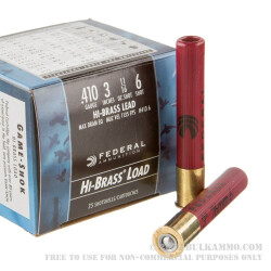 250 Rounds of .410 Ammo by Federal Game Load Upland Hi-Brass - 11/16 ounce #6 shot