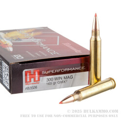 20 Rounds of .300 Win Mag Ammo by Hornady Superformance - 165gr GMX