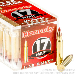 500 Rounds of .17HMR Ammo by Hornady - 17gr V-MAX