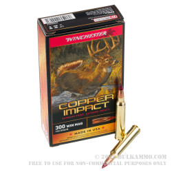 20 Rounds of .300 Win Mag Ammo by Winchester Copper Impact - 150gr Copper Extreme Point