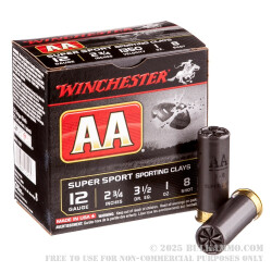 250 Rounds of 12ga Ammo by Winchester AA Super Sport - 1 ounce #8 shot