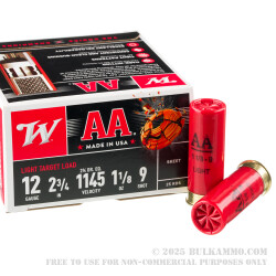 250 Rounds of 12ga Ammo by Winchester - 1 1/8 ounce #9 shot