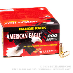 200 Rounds of 40 S&W Ammo by Federal American Eagle - 180gr FMJ