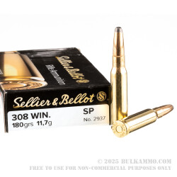 20 Rounds of .308 Win Ammo by Sellier & Bellot - 180gr SP