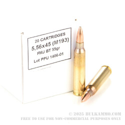 200 Rounds of 5.56x45 Ammo by Prvi Partizan - 55gr FMJBT - Sealed Battle Pack