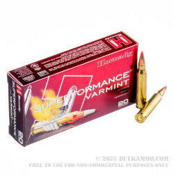 200 Rounds of .223 Ammo by Hornady Superformance Varmint - 53gr Polymer Tipped