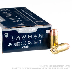 50 Rounds of .45 ACP Ammo by Speer Lawman Cleanfire - 230gr TMJ