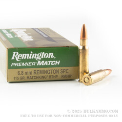 20 Rounds of 6.8 SPC Ammo by Remington - 115gr MatchKing HPBT