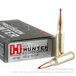 200 Rounds of 6.5 Creedmoor Ammo by Hornady Precision Hunter - 143gr ELD-X