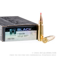 20 Rounds of 7.62x39mm Ammo by Hornady BLACK - 123gr SST