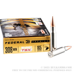 20 Rounds of .308 Win Ammo by Federal - 165gr TSX Barnes