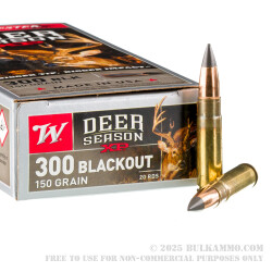 200 Rounds of .300 AAC Blackout Ammo by Winchester Deer Season XP - 150gr Extreme Point