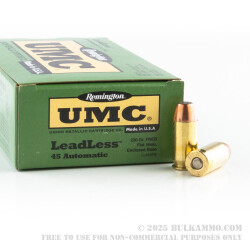 50 Rounds of .45 ACP Ammo by Remington - 230gr FNEB Leadless