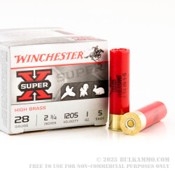 250 Rounds of 28ga Ammo by Winchester Super-X - 1 ounce #5 shot