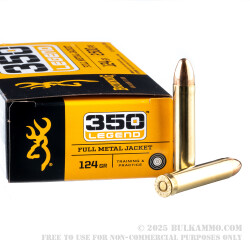 20 Rounds of .350 Legend Ammo by Browning - 124gr FMJ