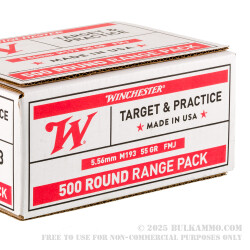 500 Rounds of 5.56x45 Ammo by Winchester USA - 55gr FMJ