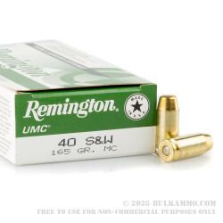 50 Rounds of .40 S&W Ammo by Remington - 165gr MC