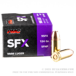 20 Rounds of 9mm Ammo by PMC SFX - 124gr JHP