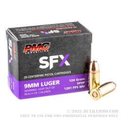 20 Rounds of 9mm Ammo by PMC SFX - 124gr JHP