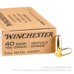 500 Rounds of .40 S&W Ammo by Winchester Service Grade - 165gr FMJ