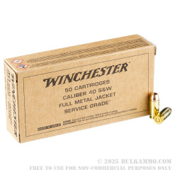 500 Rounds of .40 S&W Ammo by Winchester Service Grade - 165gr FMJ