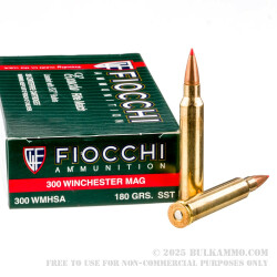 20 Rounds of .300 Win Mag Ammo by Fiocchi - 180gr SST