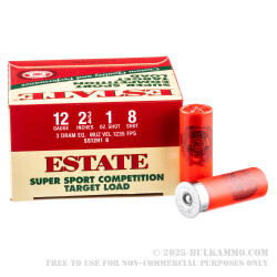 250 Rounds of 12ga 2-3/4" Ammo by Estate Super Sport Competition Target - 1 ounce #8 Shot