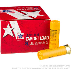 250 Rounds of 20ga Ammo by Stars and Stripes - 7/8 ounce #7 1/2 shot